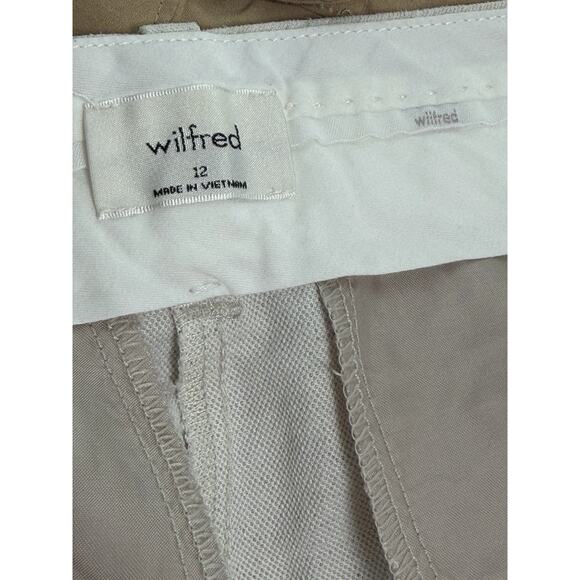 Wilfred Aritzia Pants Womens 12 Taupe Linen Lyocell Wide Leg Side Zip Trousers - Picture 3 of 4